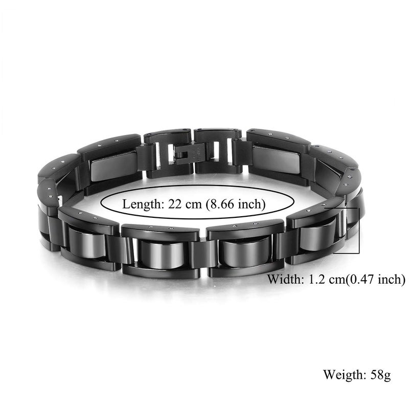 Feraco Mens Magnetic Bracelets, Classic Balck Titanium Stainless Steel Bracelets with Natural Hematite Magnet Stones,Men's Jewelry Gifts,8.66 inch - Image 3